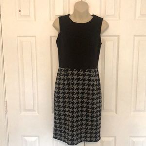Calvin Klein Career Houndstooth Fall Black Stretchy Comfy Dress 2 S